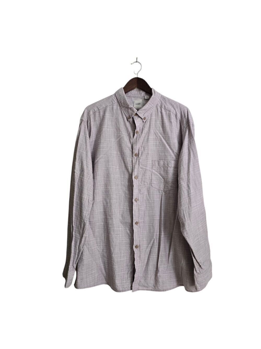 ROWM Gray Chambray Plaid Long Sleeve Casual Button Down Sz 2XB